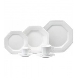 Jogo Para Jantar 42 Pecas Cha e Cafe Prisma Branco